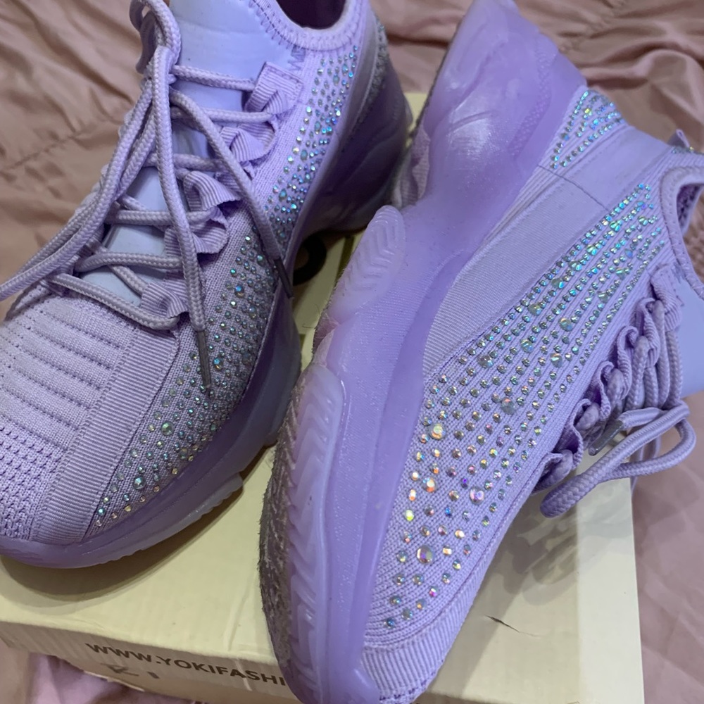Yoki Vanya Lavender Rhinestone Sneakers